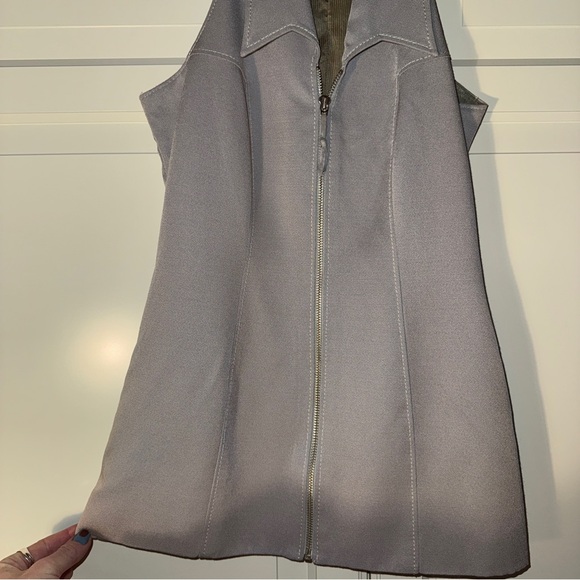 Vintage Angi Venni silver zip front collared vest - size 8 - made in Can - Picture 2 of 11